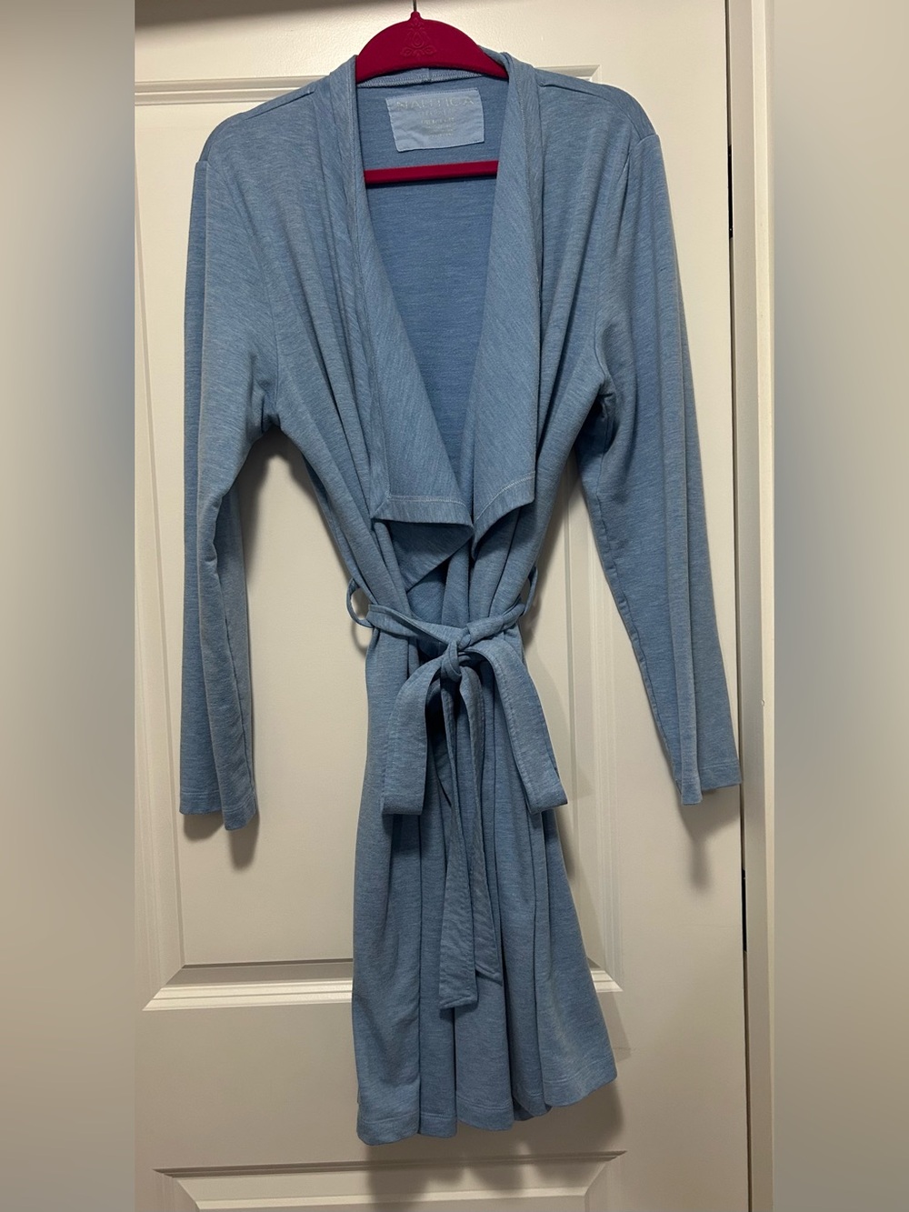 Women's Short Draped Wrap Robe in Light Blue by Nautica.